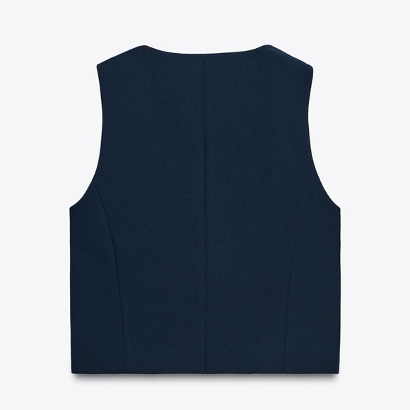 Navy Sleeveless Vest with Gold Buttons - Picture 3 of 9